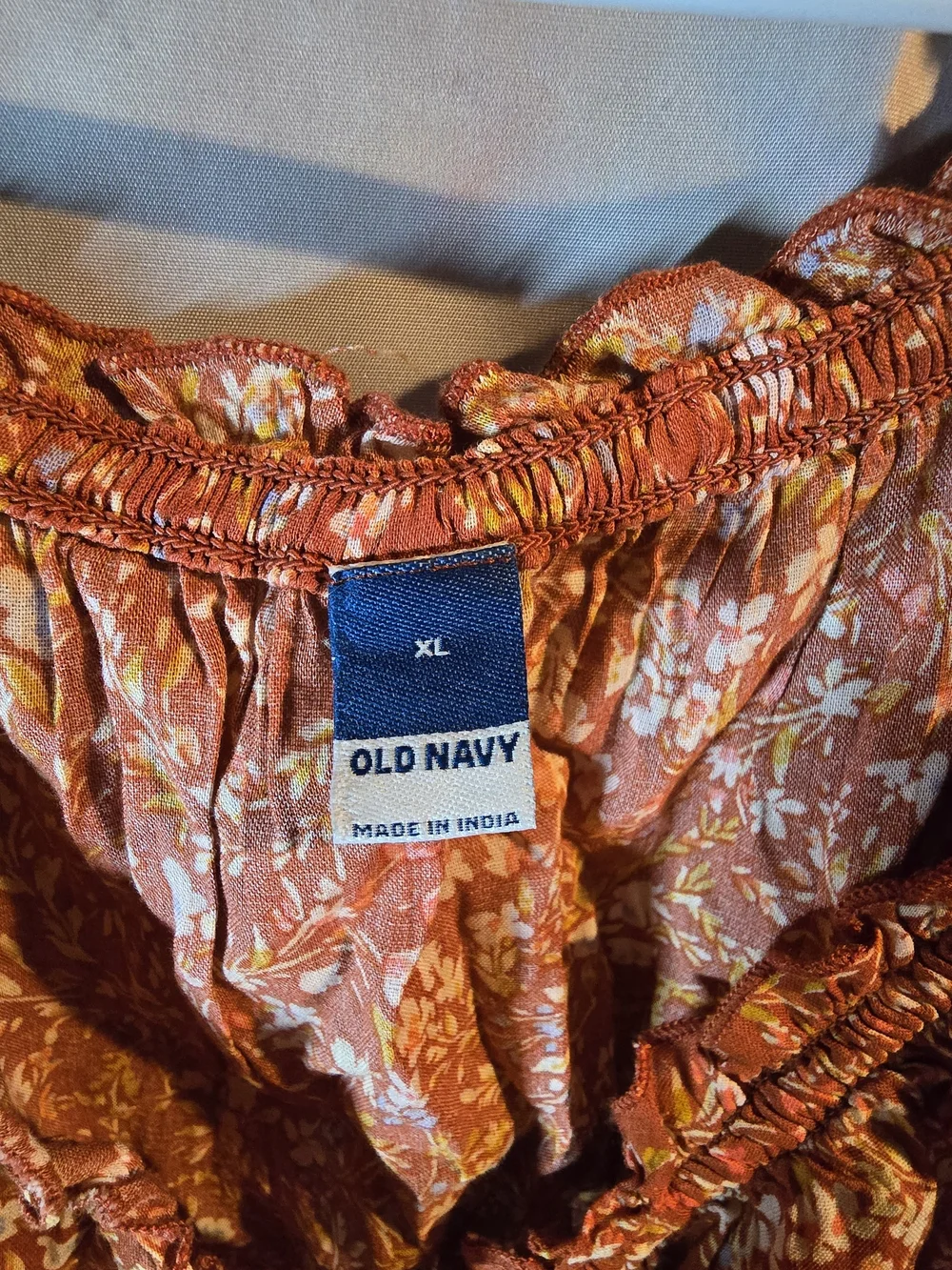 Old Navy Rust Floral Smocked Peplum Blouse